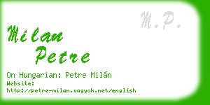 milan petre business card